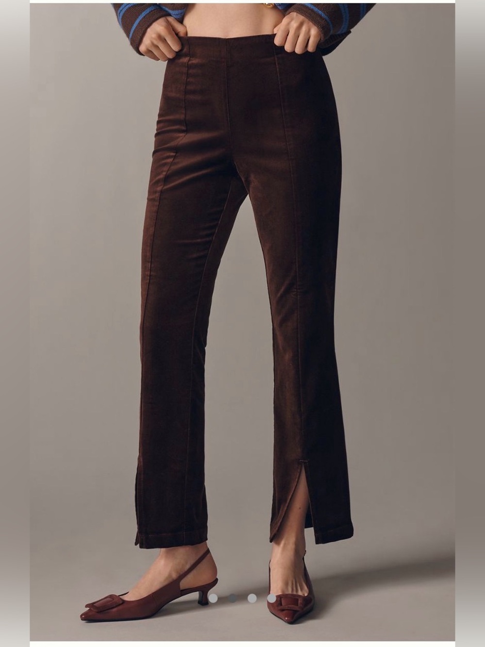 Maeve High Rise Spilt Front Velvet Skinny Pants